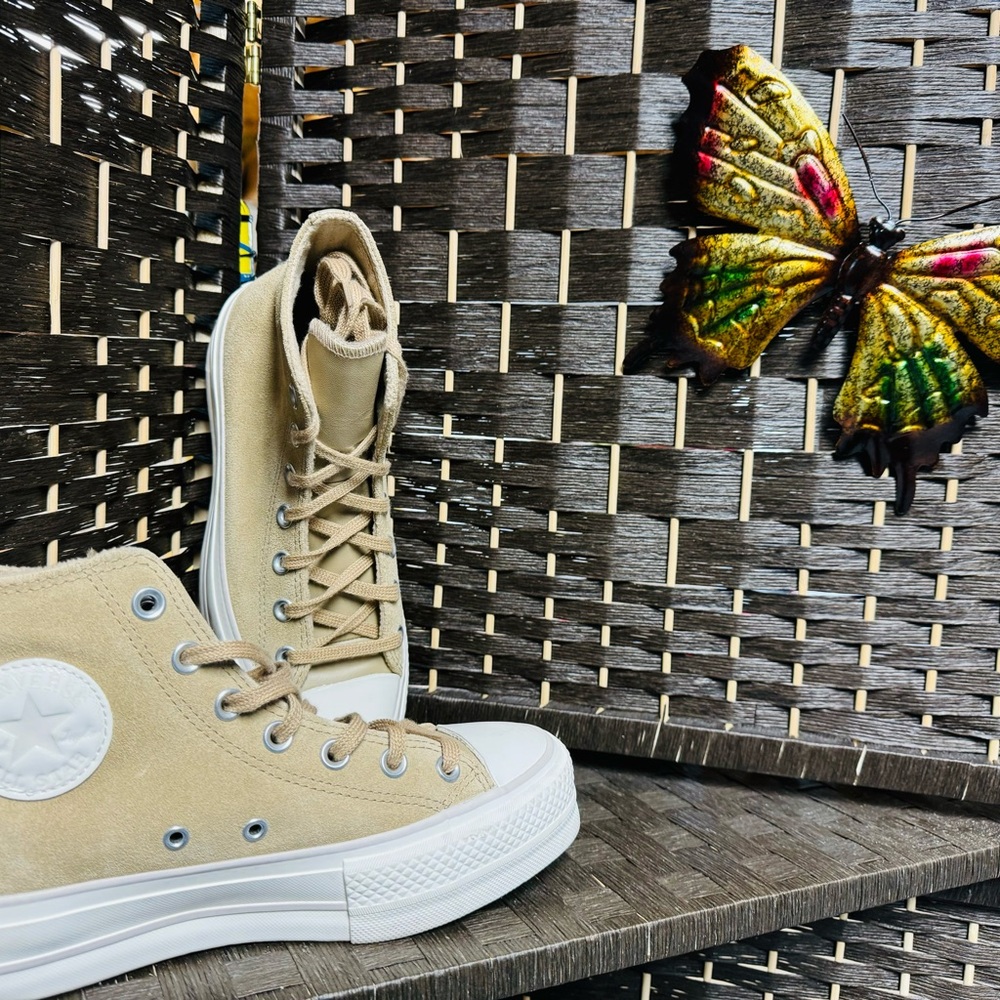 Converse High-Top Sneakers in Beige and White